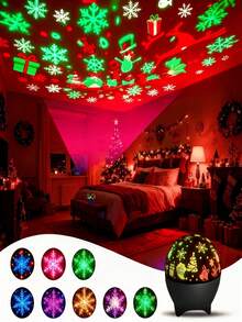 1pc Christmas Projection Light, LED Christmas Starry Sky Projection Light, Featuring Santa Claus, Snowflake, Snowman And Reindeer Pattern Design, Suitable For Christmas Decoration, Home Decor, Ceiling Decoration, Party Decoration And Room Decoration - One Size - View 7