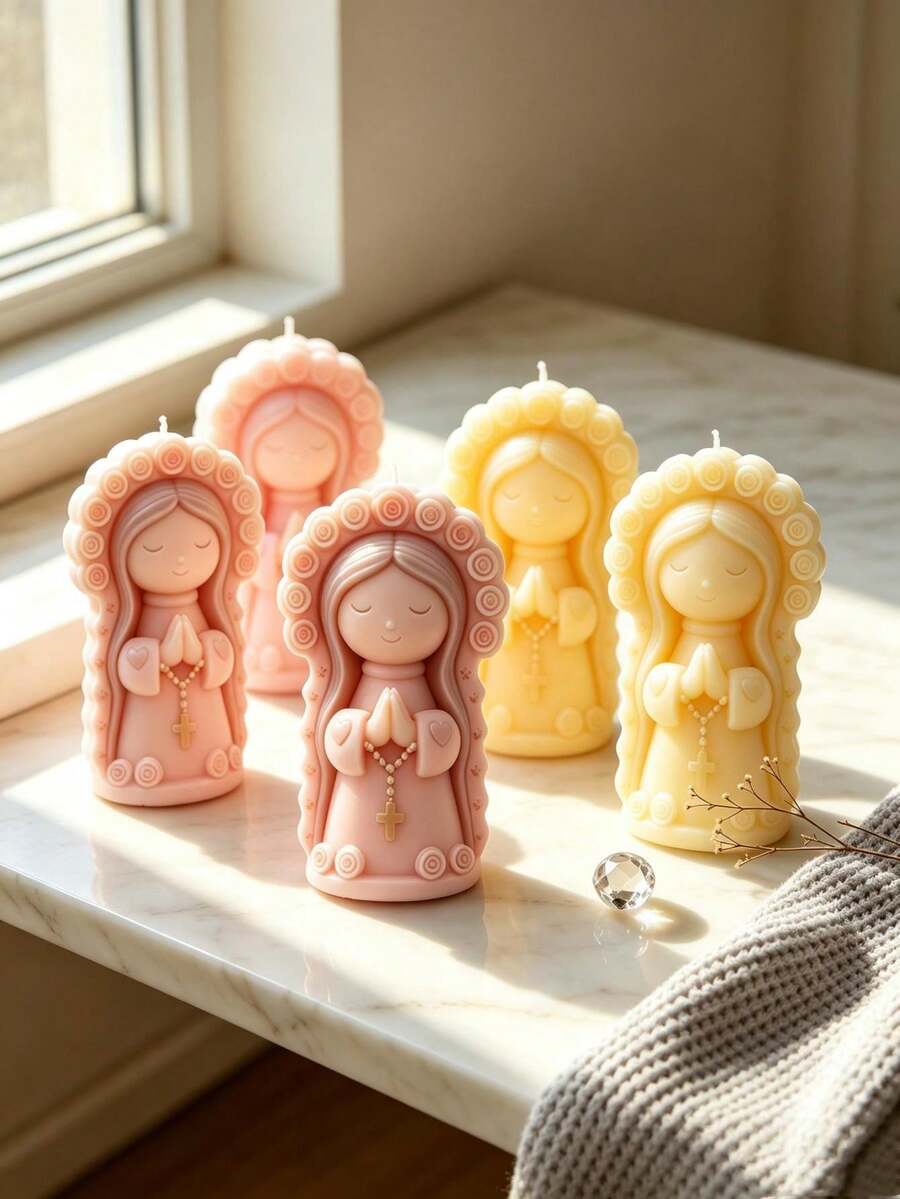 1pc Multi-Style Praying Girl Shaped Aromatherapy Candle Silicone Mold Home Decor/Gift Ornament Plaster Mold, Handmade Epoxy Resin Casting Mold, Art Decorative Clay Plaster Mold/Non-Stick Easy Demolding/Heat Resistant - C-white - View 1