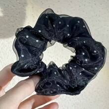 Polka Dot Mesh Double Layer Fashion Fabric Hair Scrunchie, Multi-Functional Suitable For Party And Birthday, Ideal Mother's Day Gift - Polka Dot Hair Tie - View 5
