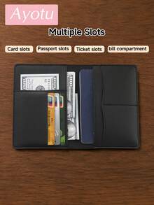 Ayotu Personalized Passport Holder - Customizable Name And 6 City Landmark Patterns, RFID Anti-Theft Leather Case, Designed For Easy Access, Suitable For Storing Passports, Visas And ID Cards, Foldable Portable Multi-Function Storage Bag, Travel Accessory, Essential Gift For Traveling With Friends And Family - Multicolor - View 4
