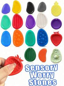 1 Pack Of 1/6/12/18/24-Piece Finger Sensory Stones: Soft Texture Hand Massage Tools For Teenagers - Hand Training Props, Random Styles And Colors - Multi-color - View 2
