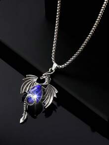 1pc Fashion European & American Vintage Hip-Hop Creative Cartoon Dragon Wing Pendant Necklace, Suitable For Men's Daily, Party, Street Wear - Multicolor - View 15
