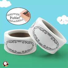 150/300/600pcs+ Pen [Roll Oval/Square] White Writable Label Stickers, Want Your Kitchen Storage To Look Great? Oval Label Stickers Can Get It Done In One Roll! Comes With Decorative Border, Gives A Sophisticated Look When Applied, Waterproof, Oil-Resistant And Freezer-. Food Classification Stickers, Freezer Labels, Tear-Resistant And Durable, Comes With Decorative Border, 150/600pcs+ Pen Set Optional. Durable Paper Material, Compatible With Marker Pens And Steel Pens, Food Packaging Tape & Stickers & Labels. - Multicolor - View 9