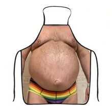 1 Pc Kitchen Apron, Funny Male Figure Novelty Print, For Home Cooking Baking - Multicolor - View 8