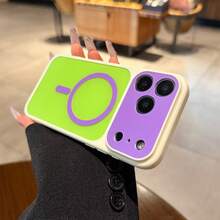 Cute Color Block Magnetic Phone Case, Compatible With IPhone 17 Pro Max / 17 Air / 17 Pro / 17 / 13 / 14 / 15 / 16 / Pro Max / 14 Plus / 15 Plus / 16 Plus, MagSafe Large Lens Protective Case, Birthday Gift - Mint Green - View 3