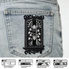 1 st gotisk broderilapp med magisk svamp och rulle, svart vit grå, vintage häxkonst, magisk trolldrycksflaska och rulldesign, stryklapp för applikation - A - Visa 3