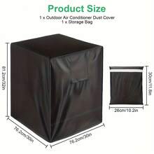 Heavy Duty Full Coverage Outdoor Central Air Conditioner Cover - (32in X 30in X 30in) Black - High Efficiency Protective Cover - Black - View 1