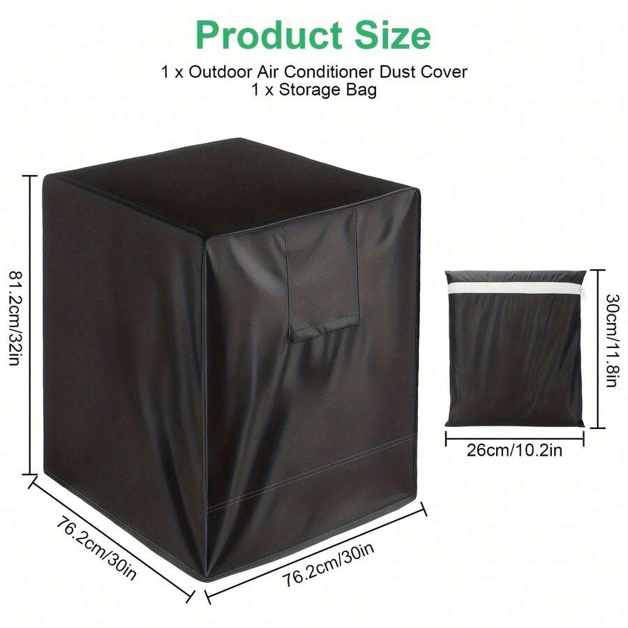 Heavy Duty Full Coverage Outdoor Central Air Conditioner Cover - (32in X 30in X 30in) Black - High Efficiency Protective Cover - Black - View 1