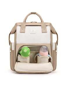 1 buah Tas Popok Ransel – Tas Jinjing Perjalanan Bayi Esensial – Tas Popok Multifungsi Tahan Air, Tas Bayi Esensial untuk Perjalanan, Tas Popok Kapasitas Besar, Kantung Popok, Tali Stroller, – Tas Popok Ransel Kantung Popok Kapasitas Besar Unisex - Khaki - View 5