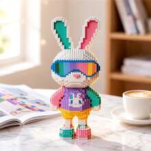 1 Set 4100pcs New Rainbow Rabbit Building Blocks Educational Puzzle Toy, DIY Puzzle, Home Living Room, Office, Desk Decor, Animal Series, Easter, Halloween, Christmas Gift, Suitable For Friends, Family, Classmates - Multicolor - View 4