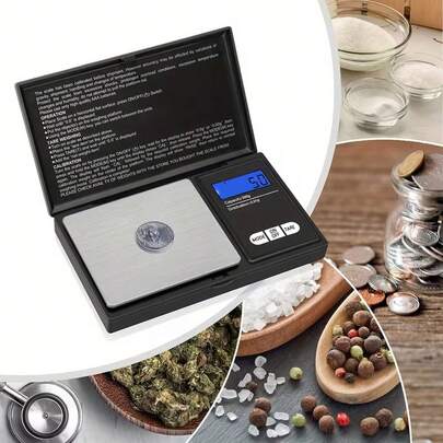 Digital Pocket Scale500g X 0.1g With LCD Display Gram, Ounce, Carat, Grain For Coins, Jewellery, Gemstones, Metals, Kitchen, Food & Medicines – Black