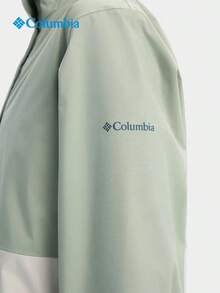 Columbia Women's Zipper Long Sleeve Outdoor Running Windbreaker Hooded Jacket - Green/Beige - View 5