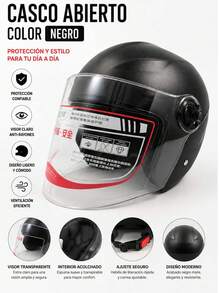 Casco Abierto para Motocicleta y Bicicleta Eléctrica, Visor Transparente Antiarañazos, Interior Acolchado, Protección para Uso Urbano Diario - A - Ver 7