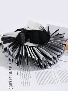 1pc Vintage Gothic Clown Style Black & White Striped 3D Pleated Ruffle Collar, Party Cosplay Shirt Decoration Detachable Fake Collar, Unisex - Multicolor - View 4