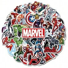 50pcs Cartoon Superhero Waterproof Vinyl Stickers, Cute Giant Ghost Spider, Green Goblin Sticker Set, Suitable For Water Bottles, Laptops, Skateboards, Birthday Party Gifts - Multicolor - View 1