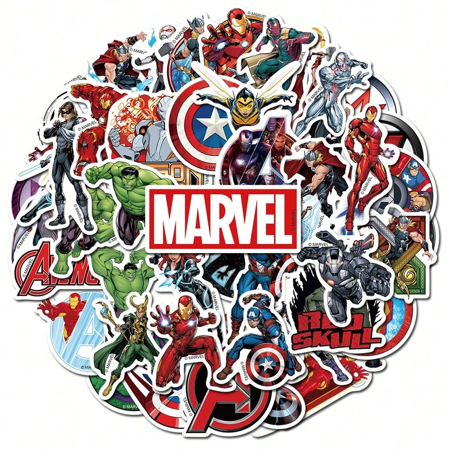 50pcs Cartoon Superhero Waterproof Vinyl Stickers, Cute Giant Ghost Spider, Green Goblin Sticker Set, Suitable For Water Bottles, Laptops, Skateboards, Birthday Party Gifts - Multicolor - View 1