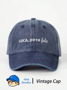 1pc Distressed Embroidered Washed Baseball Cap, Classic Casual Vintage Style, Soft Sweatband, Adjustable Size, Sun Protection Design, Versatile Retro Dad Hat, Suitable For Outdoor Sports, Daily Wear, Gatherings And Vacations, Perfect Gift For Family And Friends - Baseball Cap - View 1