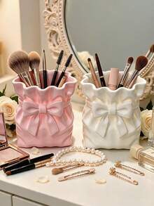 1pc Pen Holder Storage, Desktop Pen Cup And Decorative Vase Ornament, Suitable For Stationery Storage, Makeup Brush Storage, Toothbrush And Toothpaste Storage, Living Room, Bedroom, Desk, Office Desk, Business Decoration, School Small Gift, Exquisite Decoration - Multicolor - View 1