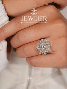 1pc S Size Round Snowflake Rhinestone Ring, Women's Ring, Exquisite And Unique, Suitable For Balls, Gatherings And Parties, Elegant Women's Jewelry Gift - Sparkling Snowflake Ring - View 4