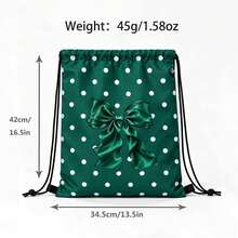 Drawstring Bag - Cute Green & White Bow Print - Suitable For School, Sports, Travel And Toy Storage, Sports Fitness Swimming Travel Backpack - Drawstring Sports Bag - View 3