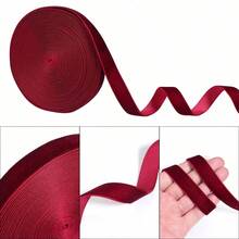 6-38mm 1 Roll Dark Red Single-Sided Velvet Ribbon Christmas Ribbon Jewelry Display Packaging Flower Gift Packaging Bow DIY Party Decoration Valentine's Day - Dark Red - View 5