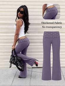 Fall Party Outfits Casual Bottom For Women Night Street Wear Pants For Going Out And Back To School Clothes - Purple - View 2