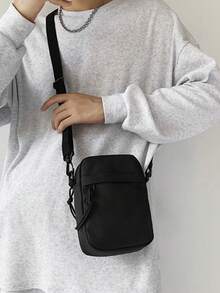 Men's Small Crossbody Bag, Casual Nylon Shoulder Purse, Lightweight Mini Messenger Bag For Daily Work Travel Outdoor - Black - View 5