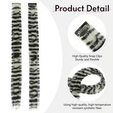 Hair Tinsel 45cm/18" Feather Hair Extension Clip-In Hidden Hairpiece, Gothic Style Black Striped Texture, Multi-Color Festive, Suitable For Beginners, Natural Looking Synthetic Fiber For Christmas, Carnival, Role Play, Party, Birthday - Multicolor - View 5