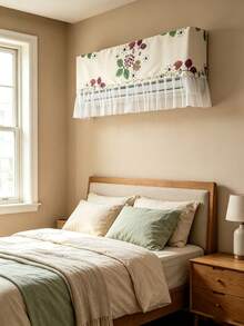 1 buah Penutup Debu AC Motif Botani Vintage dengan Rumbai Tulle Transparan, Pelindung AC Gantung Dinding Dekoratif untuk Kamar Tidur dan Ruang Tamu, Gaya Acak - MultiWarna - View 5