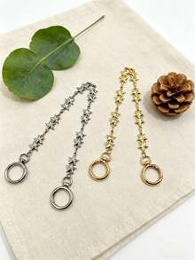 1pc Vintage Star Coin Tassel Bag Chain, Silver Boho Style Purse Decor Chain, Detachable Clasp Shoulder Bag Accessory Charm - Multicolor - View 3
