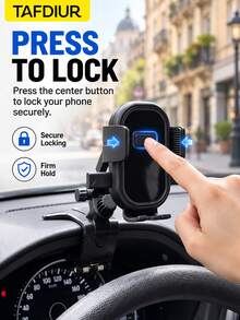 TAFDIUR 1 buah Dudukan Ponsel Mobil Dashboard Panel Ganda Cermin Hitam/Bertekstur Bahan ABS, Stabil & Anti-Guncang, Pemasangan Mudah, Dapat Diputar Horizontal/Vertikal Tanpa Menghalangi Pandangan Pengemudi, Cocok untuk Navigasi/Musik/Panggilan Telepon dll. - A66 - View 7