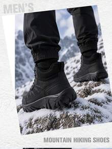 baasploa 男士黑色防滑保暖抓絨內裡雪地靴 中筒冬季戶外徒步鞋 - 黑色 - 查看 8