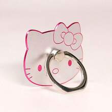 SANRIO 1pc Cute Hello Kitty Phone Stand - Alloy Phone Ring Holder, Kawaii Cartoon Cat Design, Universal Phone Grip, Foldable Finger Support Stand, Suitable For Smartphones - Multicolor - View 2