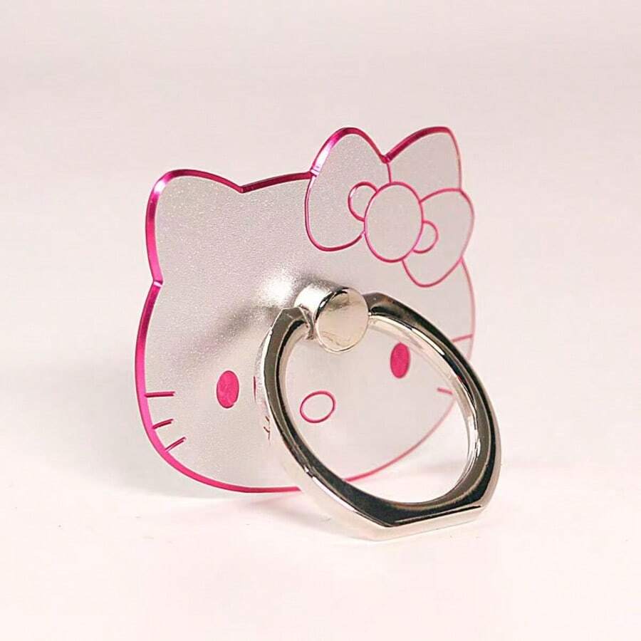 SANRIO 1pc Cute Hello Kitty Phone Stand - Alloy Phone Ring Holder, Kawaii Cartoon Cat Design, Universal Phone Grip, Foldable Finger Support Stand, Suitable For Smartphones