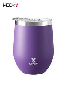 Meoky 12oz Solid Color Egg-Shaped Stainless Steel Travel Mug With Spill-Proof Lid - Purple - 12oz-eggshell Cup-purple - View 1