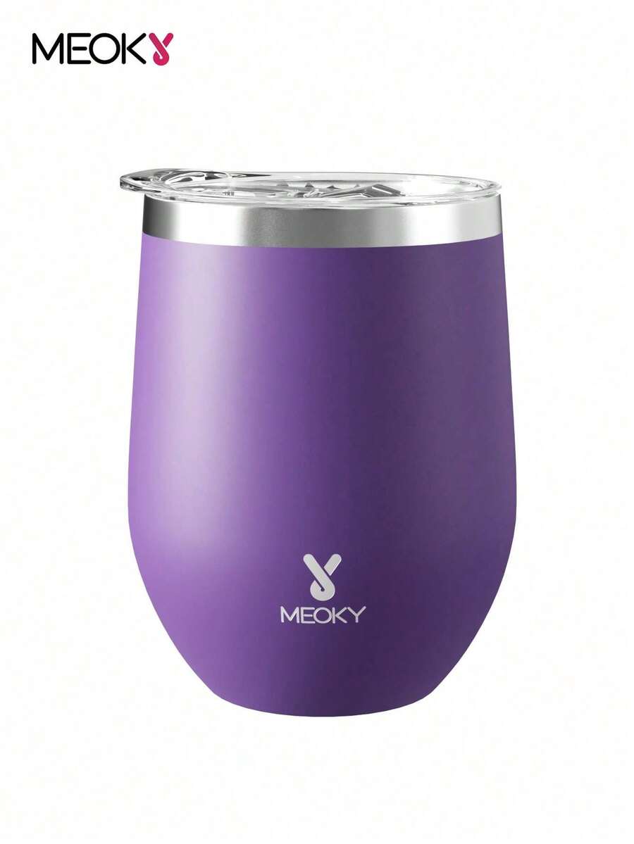 Meoky 12oz Solid Color Egg-Shaped Stainless Steel Travel Mug With Spill-Proof Lid - Purple - 12oz-eggshell Cup-purple - View 1