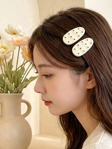 8pcs Mini Polka Dot Oval Hair Clips, Simple Side Bang Hair Clips, Fresh Women's Hair Accessories, Suitable For Daily Commute And Outings, Women's Hair Clips - Multicolor - View 3