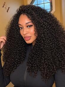 ARABELLA Tóc giả nửa đầu 3 trong 1 Afro Kinky Curly 100% tóc thật, dây rút, ôm khít linh hoạt, đường chân tóc tự nhiên, hòa quyện liền mạch, không cần keo, màu tự nhiên, vẻ ngoài tự nhiên, dễ dùng cho người mới bắt đầu - SNatural - Xem 2