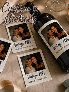 Personalized Photo Bottle Labels, Vintage Bottle Labels, Custom Images And Text, Wedding Bottle Labels, Anniversary Stickers, Customized Birthday Gifts | Anniversary And Christmas Decorations - Multicolor - View 1