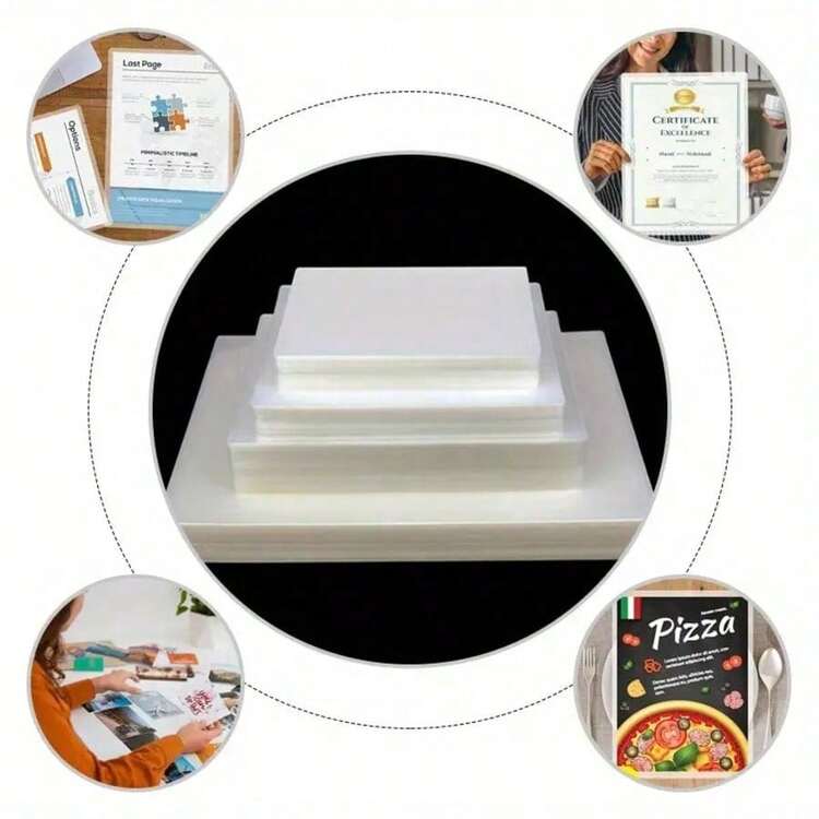 100入透明塑膠護層袋，3種尺寸可選 (3"/5"/6")，適用於卡片、名片、辦公文件、照片保護，兼容所有護層機 - A - 查看 3