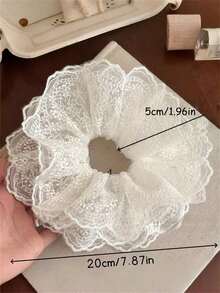 Ethereal Embroidered Lace Fabric Multi-Layer Bow Hair Scrunchies With Sweet Versatile Bun Hairstyle Mesh Hair Scrunchie - Multicolor - View 7