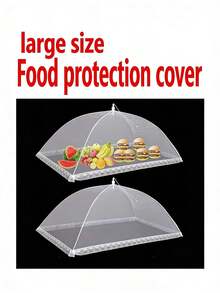 1pc White Foldable Anti-Insect/Anti-Mosquito Food Cover - Detachable Washable Mesh Vegetable Tabletop Cover, Suitable For Camping/Restaurant - Multicolor - View 9