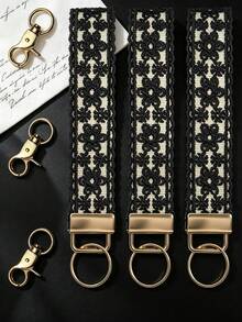 1pc French Vintage Floral Wrist Key Chain, Small Flower Print Fabric Short Keychain, Bohemian Style Bag Charm Accessory, Suitable For Daily Commute, Picnic, Travel, Sweet Gift, Suitable For Girls And Women Keychain, Holiday Gift, Party Favor, Phone Chain, Lanyard, Keychain, Bag Charm Accessory - Multi-color - View 1