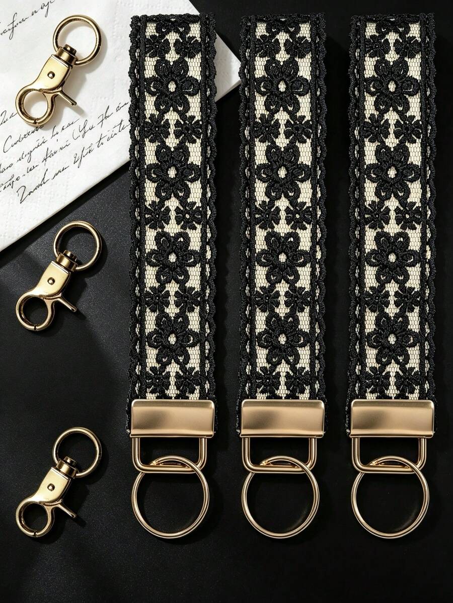 1pc French Vintage Floral Wrist Key Chain, Small Flower Print Fabric Short Keychain, Bohemian Style Bag Charm Accessory, Suitable For Daily Commute, Picnic, Travel, Sweet Gift, Suitable For Girls And Women Keychain, Holiday Gift, Party Favor, Phone Chain, Lanyard, Keychain, Bag Charm Accessory - Multi-color - View 1