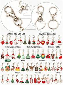 Christmas Theme Keychain, With Santa Claus, Snowman, Gingerbread Man, Bell, Reindeer And Other Designs - A - View 10