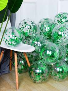 10pcs 12 Inch Gold Confetti Latex Balloons Glitter Transparent Helium Balloons Wedding Birthday Party Decorations - Green - View 1