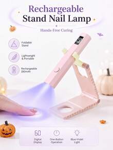1PC Handheld UV Nail Lamp, Mini Nail Light, Portable LED Nail Lamp, Cordless USB Rechargeable Fast Curing Nail Dryer, Pink Rechargeable Nail Straight Light, Small Portable Battery-Powered Baking Lamp - Multicolor - View 8