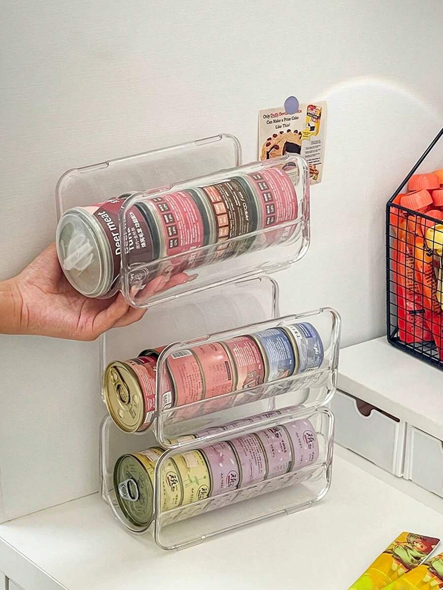 1/2/4pcs Stackable Transparent Cat Food Storage Organizer, Large Capacity Pet Treat Can Holder, Pet Supply Rack For Cat Dog Home Pantry - None - View 1