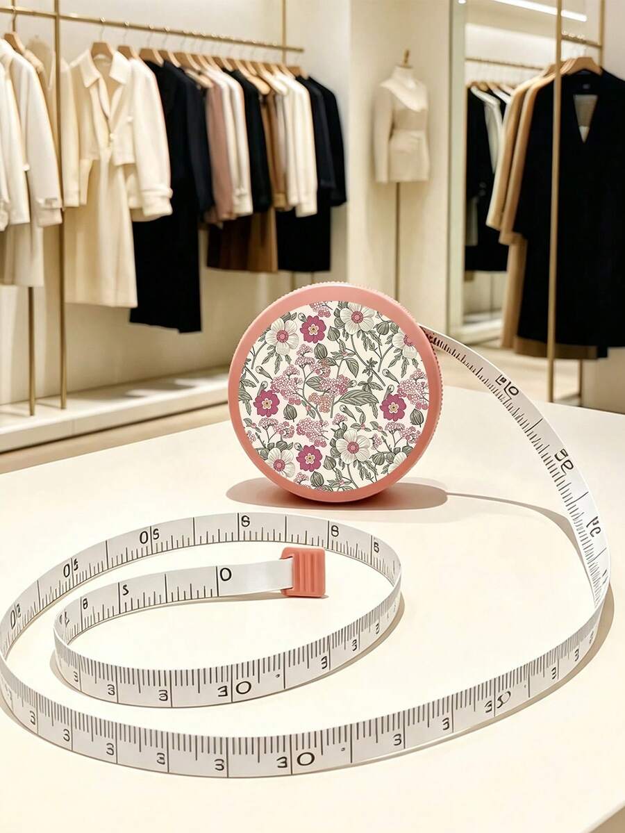 150cm/60 Inch Dual Scale Cozy Handmade Tool Retractable Tape Measure,Mini Portable Soft Ruler, Home Body Measuring Tape For Tailoring Sewing Office Home Study Use,Printed With Floral Patterns,For Sewing,Manual Diy,Gift For Handicraft Enthusiasts - A - View 1
