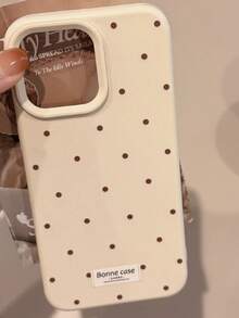 1pc Dopamine Colorful Soft Minimalist Autumn/Winter Ins Korean Style Polka Dot Personalized Anti-Drop Soft Shell Phone Case Compatible With Apple 17 Pro Max/18 Pro Max/16/15/14/13/12 Series - White - View 2